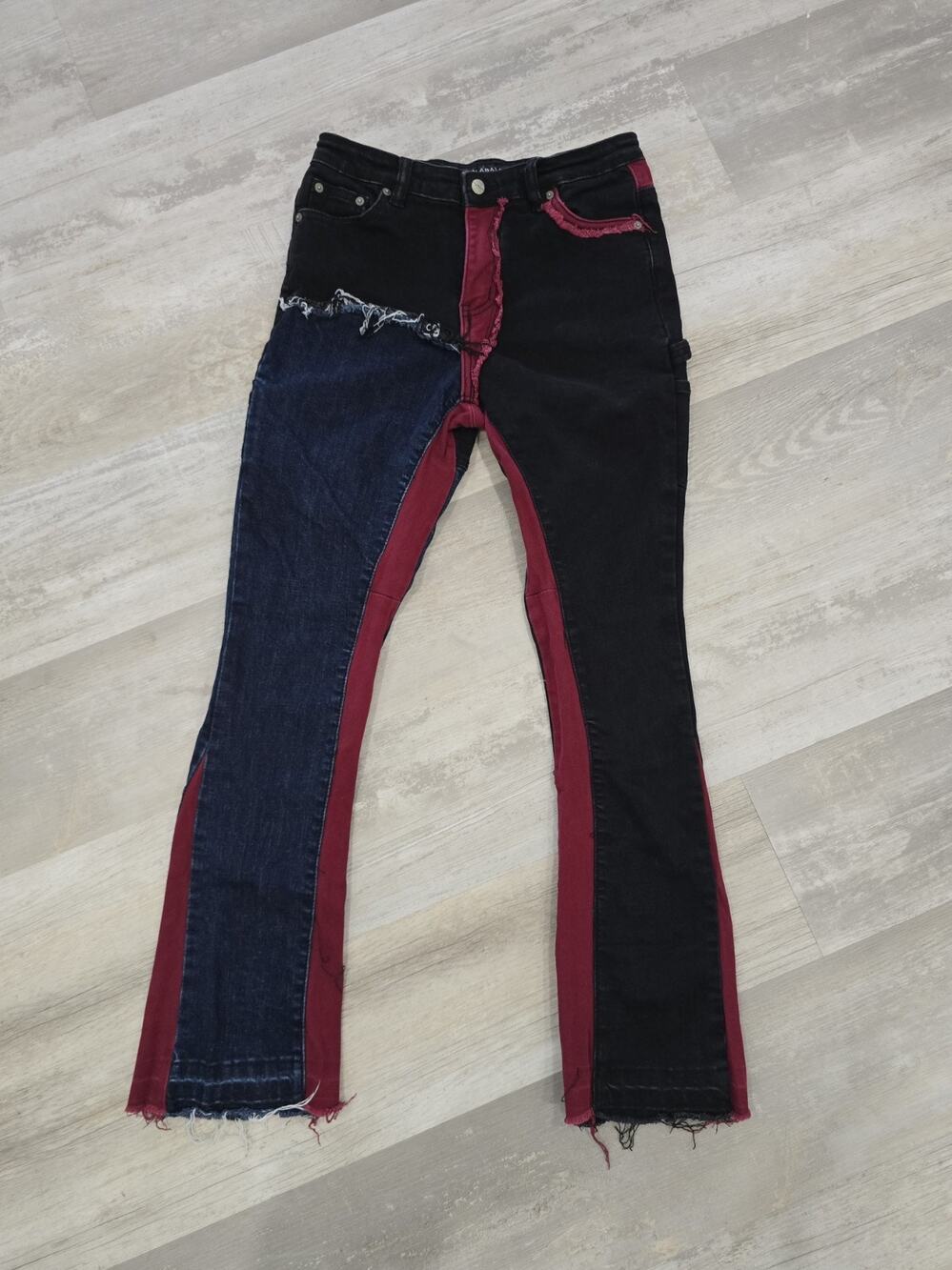 Valabasas Play Girls Youth Size 16 Paneled Reworked Flare Stacked Jeans EUC